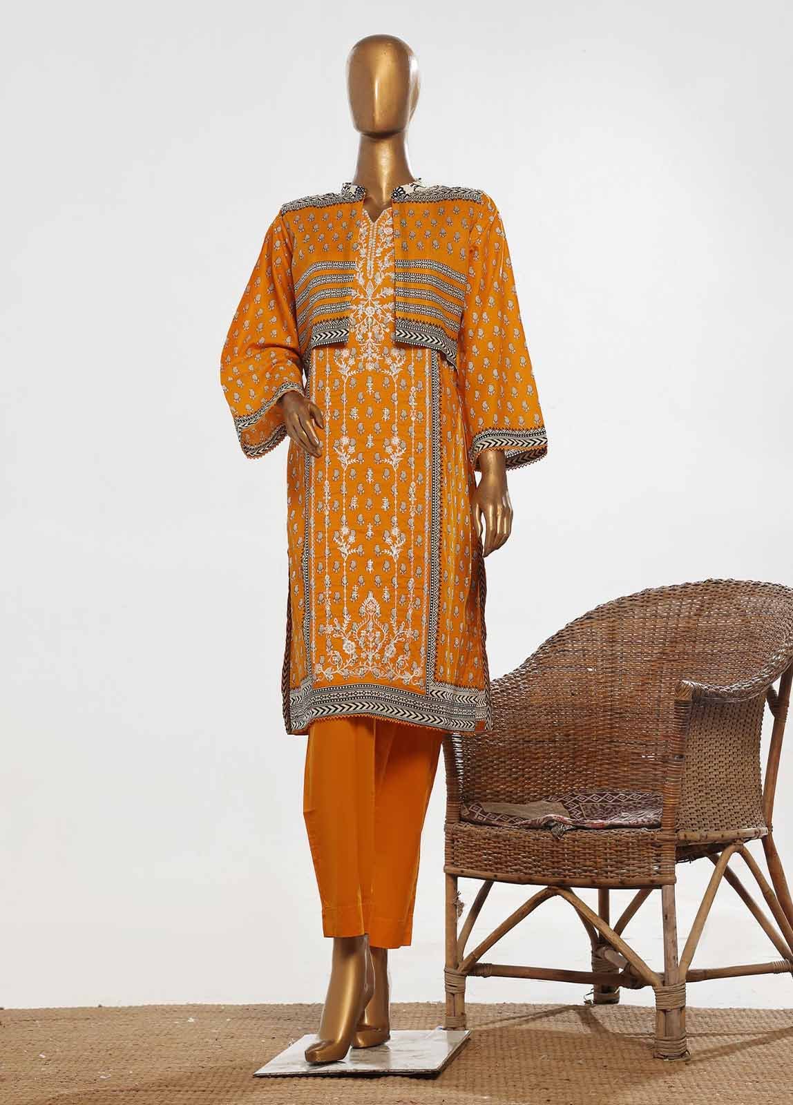 SM-KT-047- 2 Piece Lawn Embroidered Stitched Coat Style Suit - Image 2