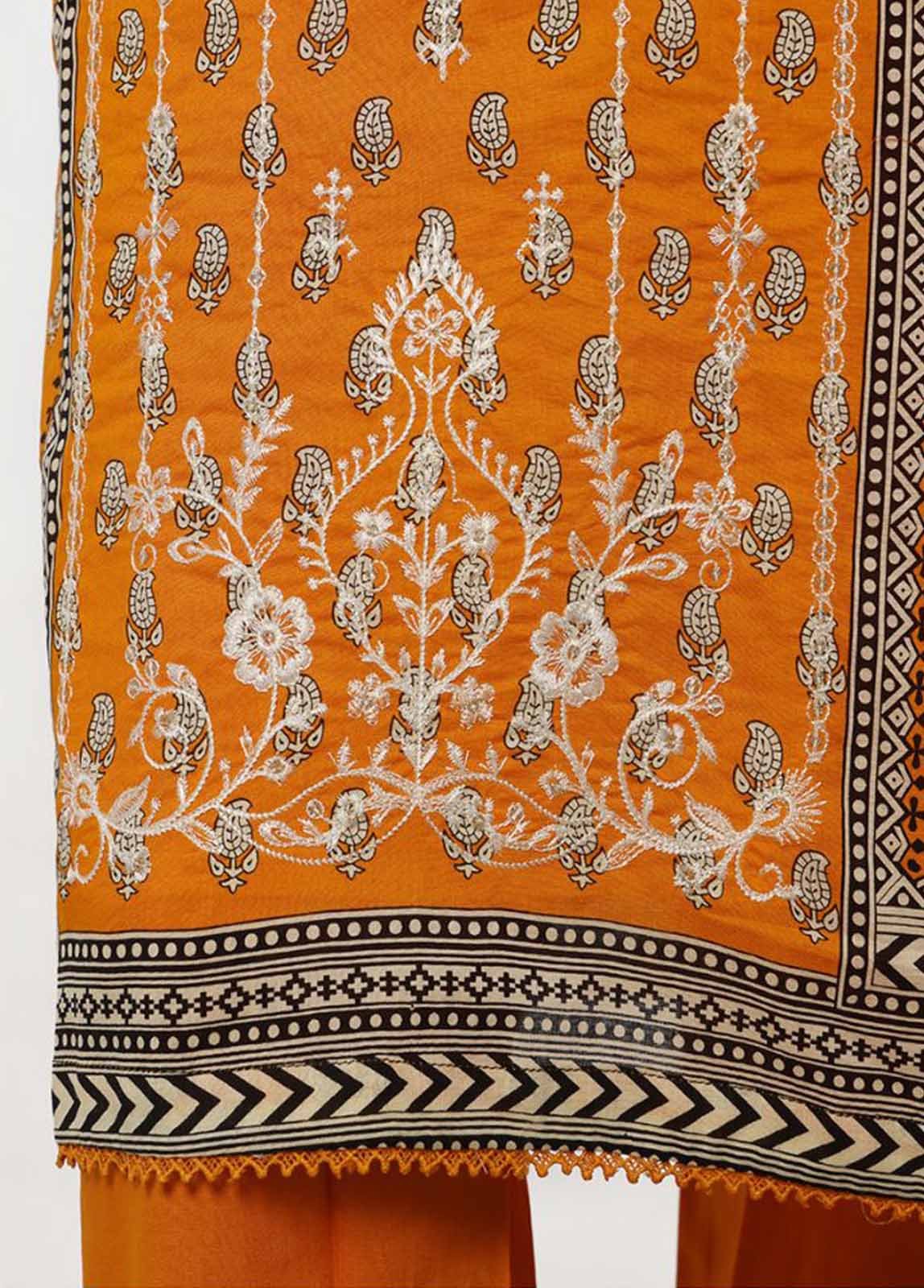 SM-KT-047- 2 Piece Lawn Embroidered Stitched Coat Style Suit - Image 4