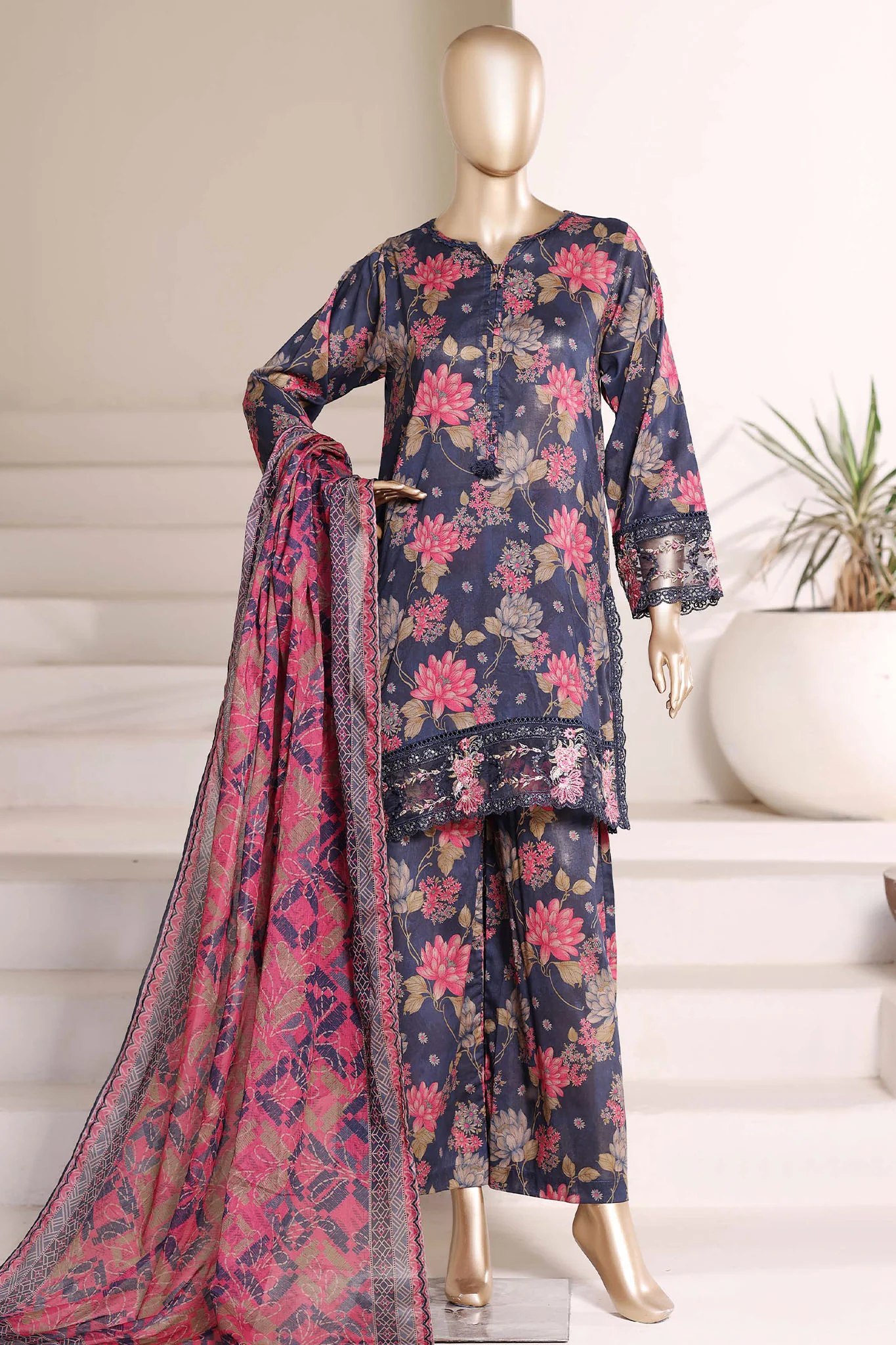 Malika By Sada Bahar Stitched 3 Piece Emb Lawn Suit D-5360 Blue Festive Summer Collection