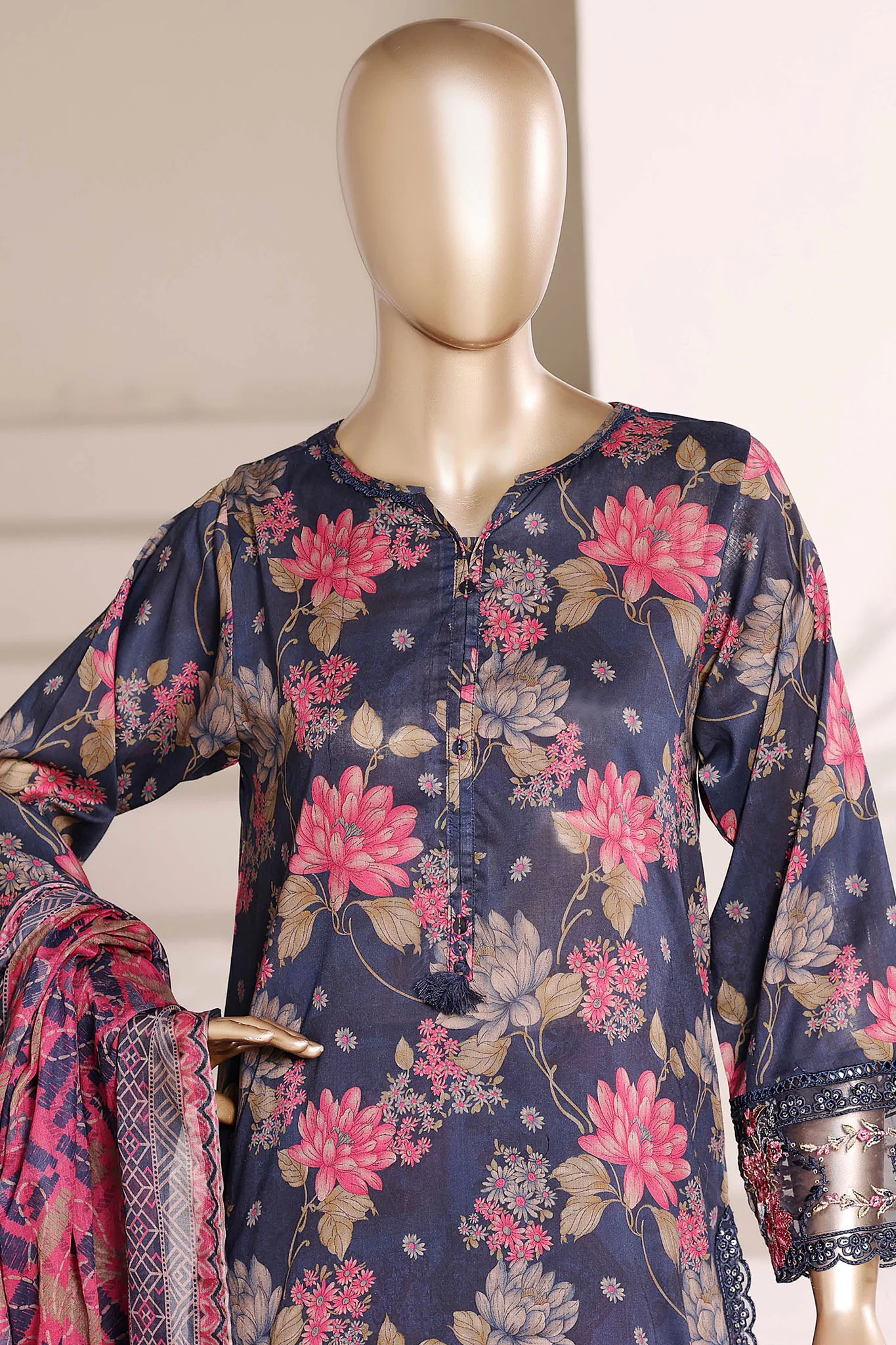 Malika By Sada Bahar Stitched 3 Piece Emb Lawn Suit D-5360 Blue Festive Summer Collection - Image 2