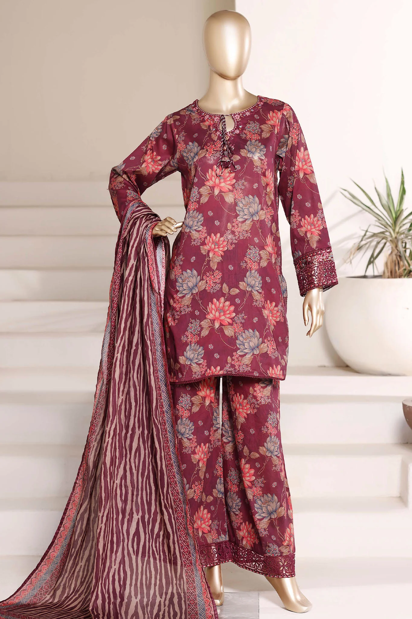 Malika By Sada Bahar Stitched 3 Piece Emb Lawn Suit D-75 Falsa Festive Summer Collection