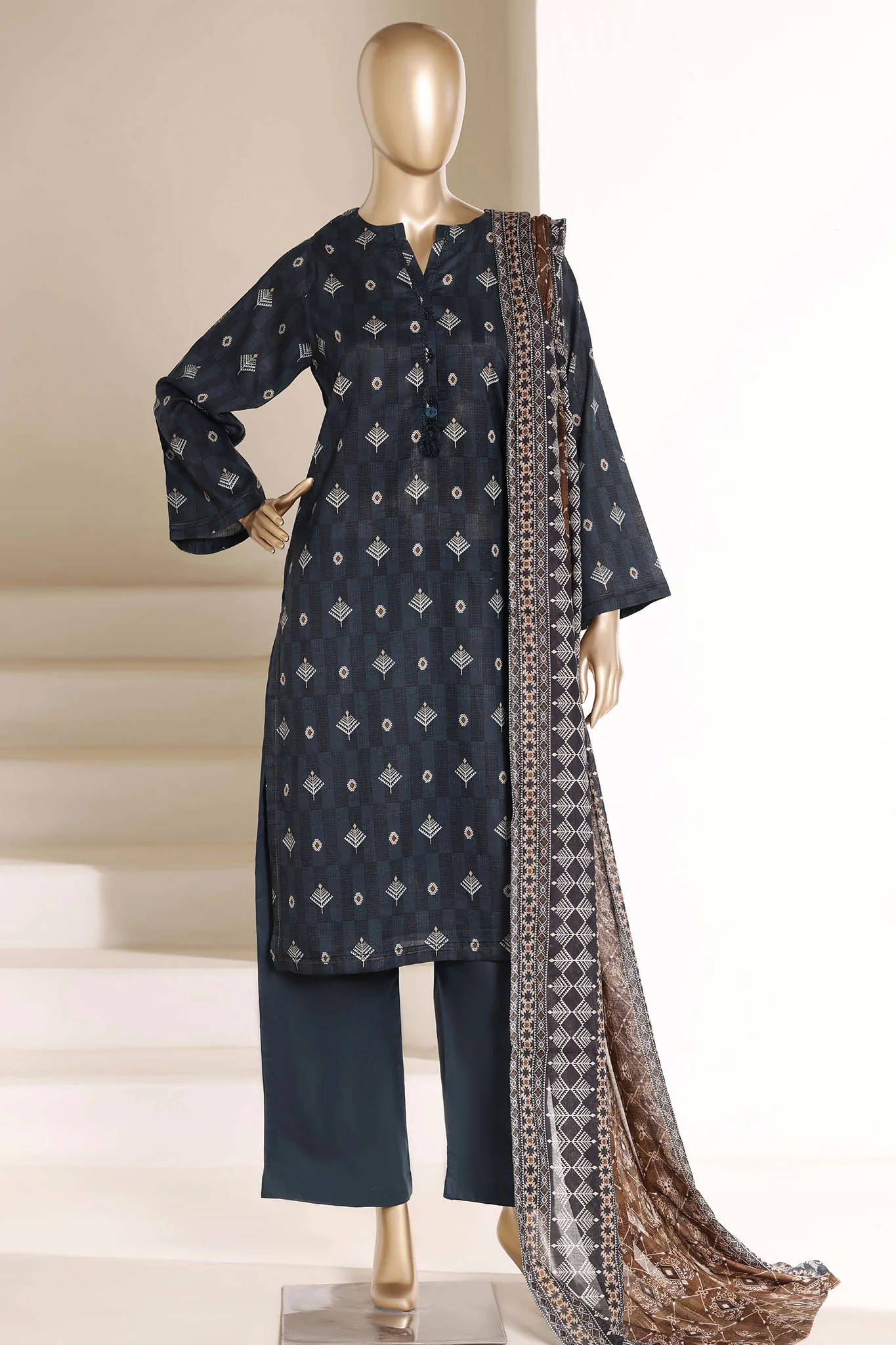 Sada Bahar Stitched 3 Piece Printed Lawn Suit PR-94A Blue Summer Collection