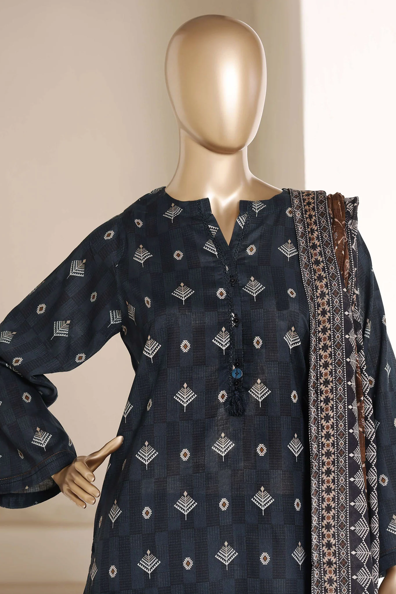 Sada Bahar Stitched 3 Piece Printed Lawn Suit PR-94A Blue Summer Collection - Image 3
