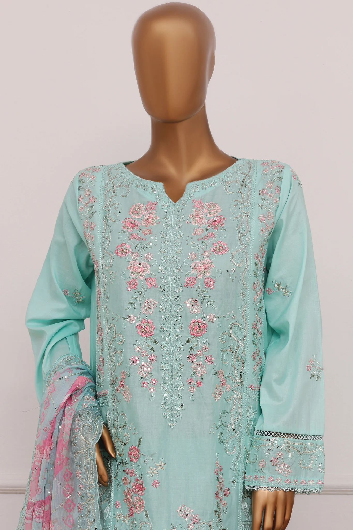 Bin Saeed Stitched 3 Piece Luxury Emb Lawn Suit D-2847 Angori Summer Festive Collection - Image 2