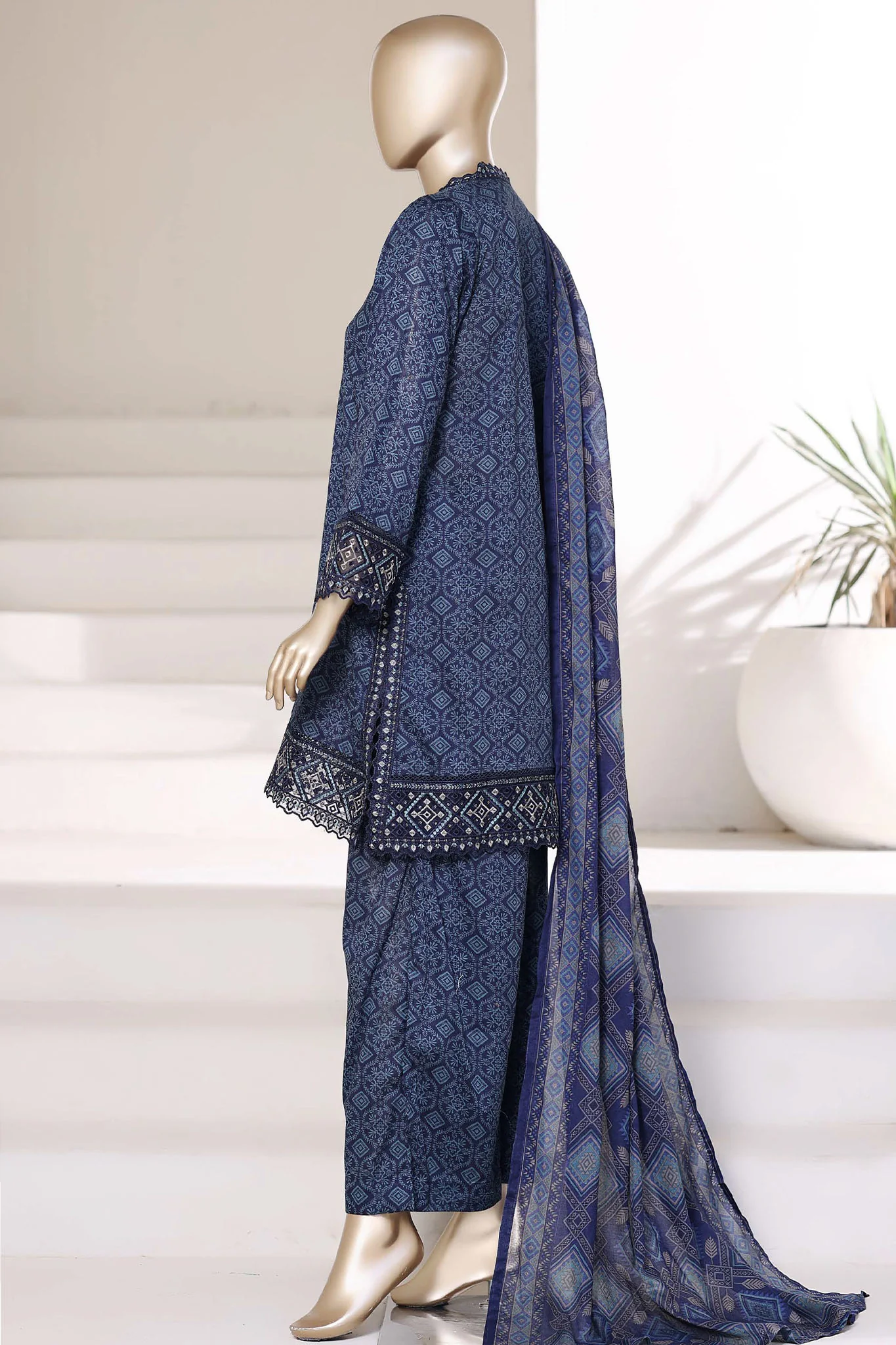 Malika By Sada Bahar Stitched 3 Piece Emb Lawn Suit D-78-A Blue Festive Summer Collection - Image 3