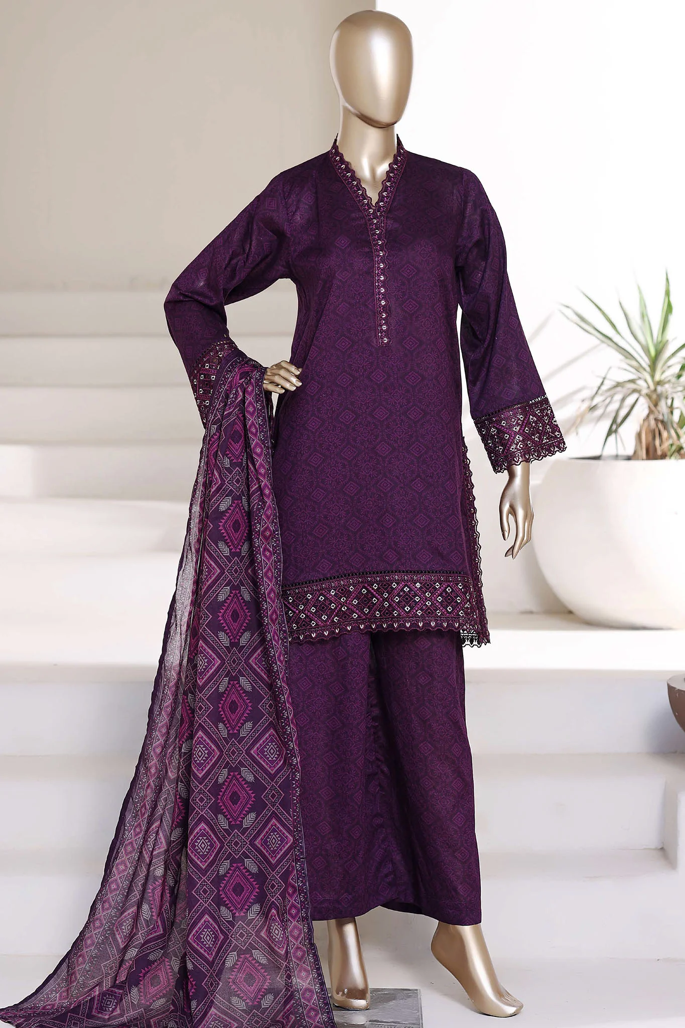 Malika By Sada Bahar Stitched 3 Piece Emb Lawn Suit D-78-B Purple Festive Summer Collection
