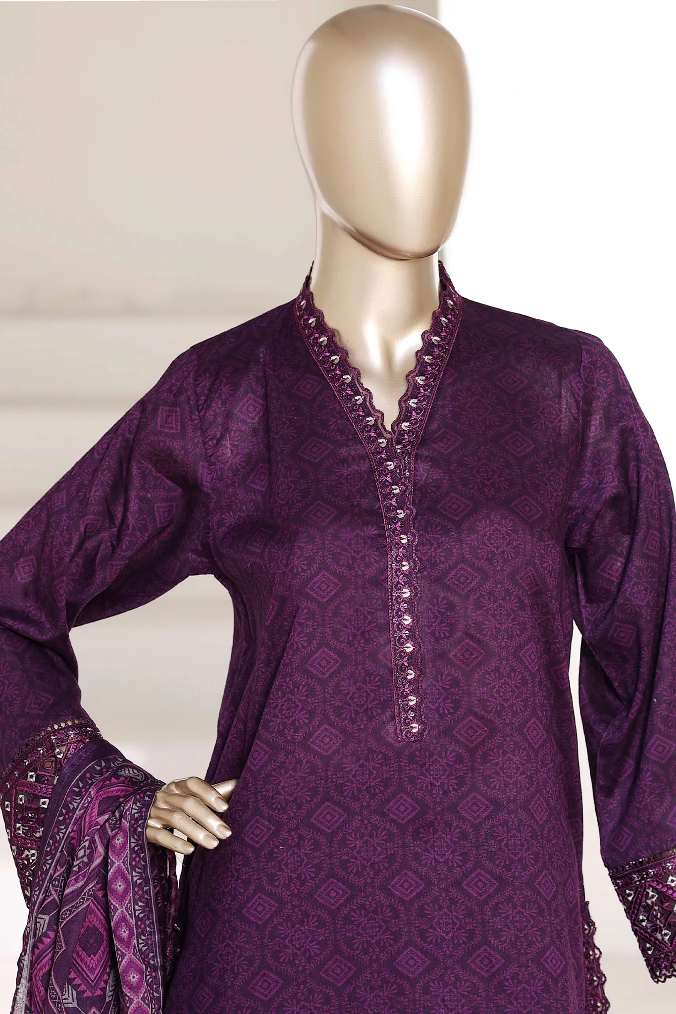 Malika By Sada Bahar Stitched 3 Piece Emb Lawn Suit D-78-B Purple Festive Summer Collection - Image 2