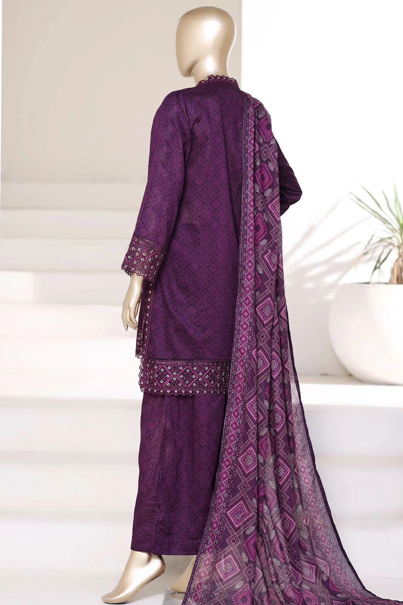Malika By Sada Bahar Stitched 3 Piece Emb Lawn Suit D-78-B Purple Festive Summer Collection - Image 3