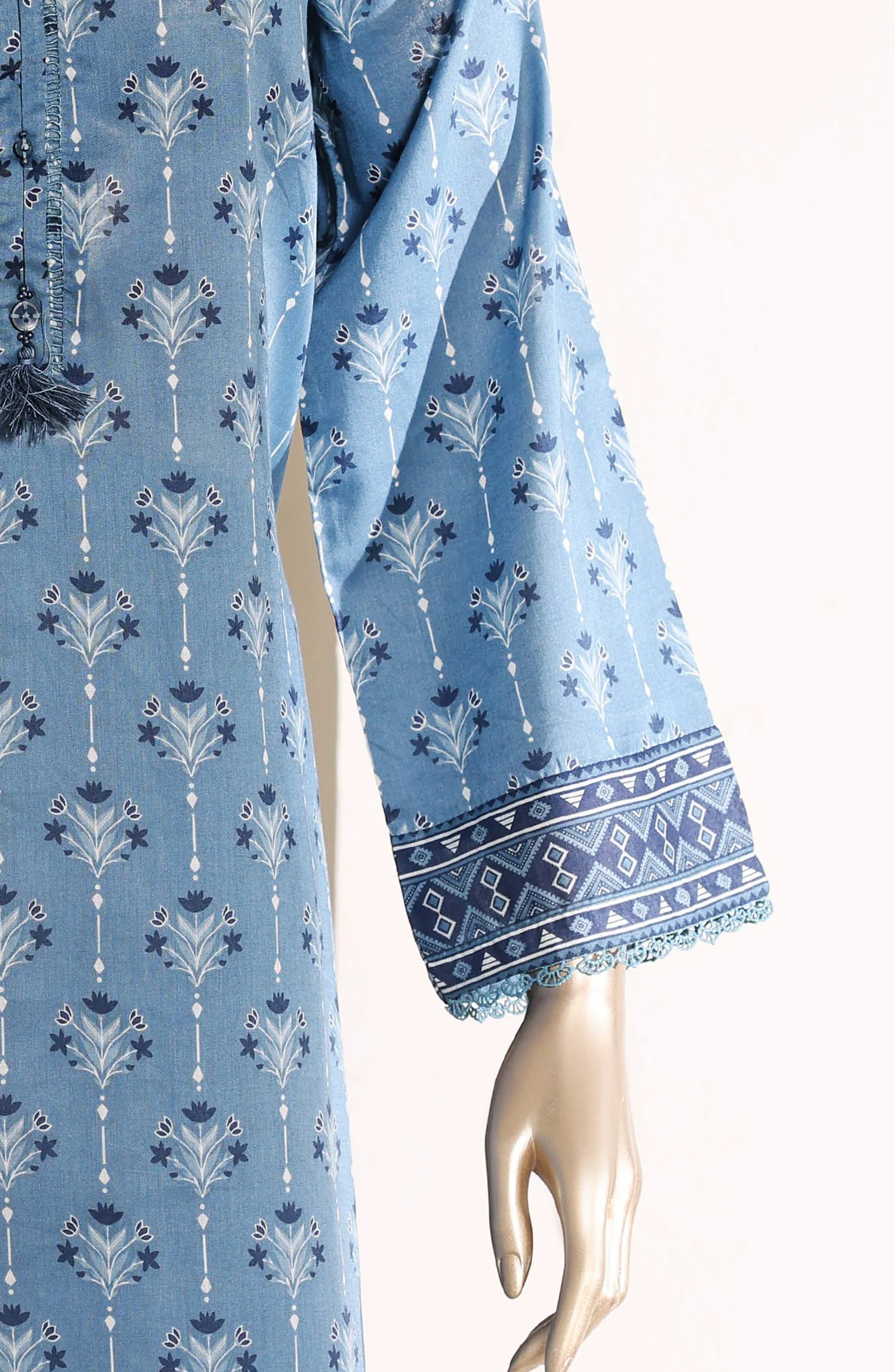 Sadabahar Stitched 3 Piece Printed Lawn Suit D-09 Blue Summer Ready to Wear Collection - Image 3