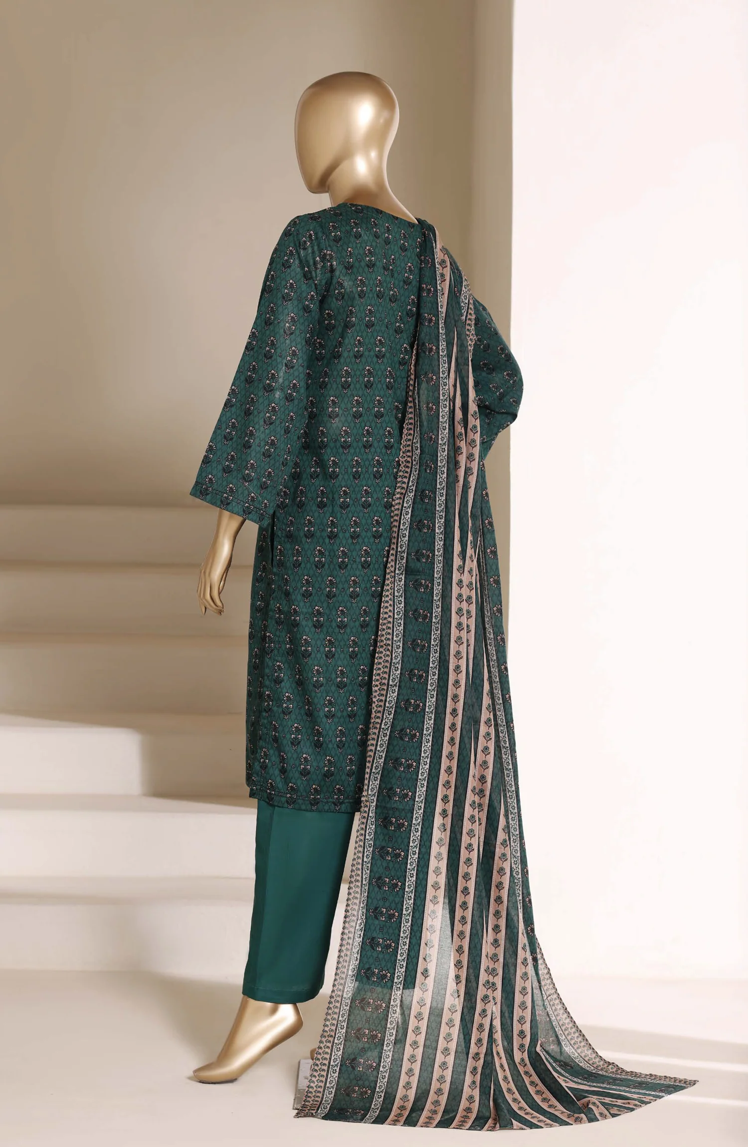 Sadabahar Stitched 3 Piece Printed Lawn Suit D-08 Green Summer Ready to Wear Collection - Image 3