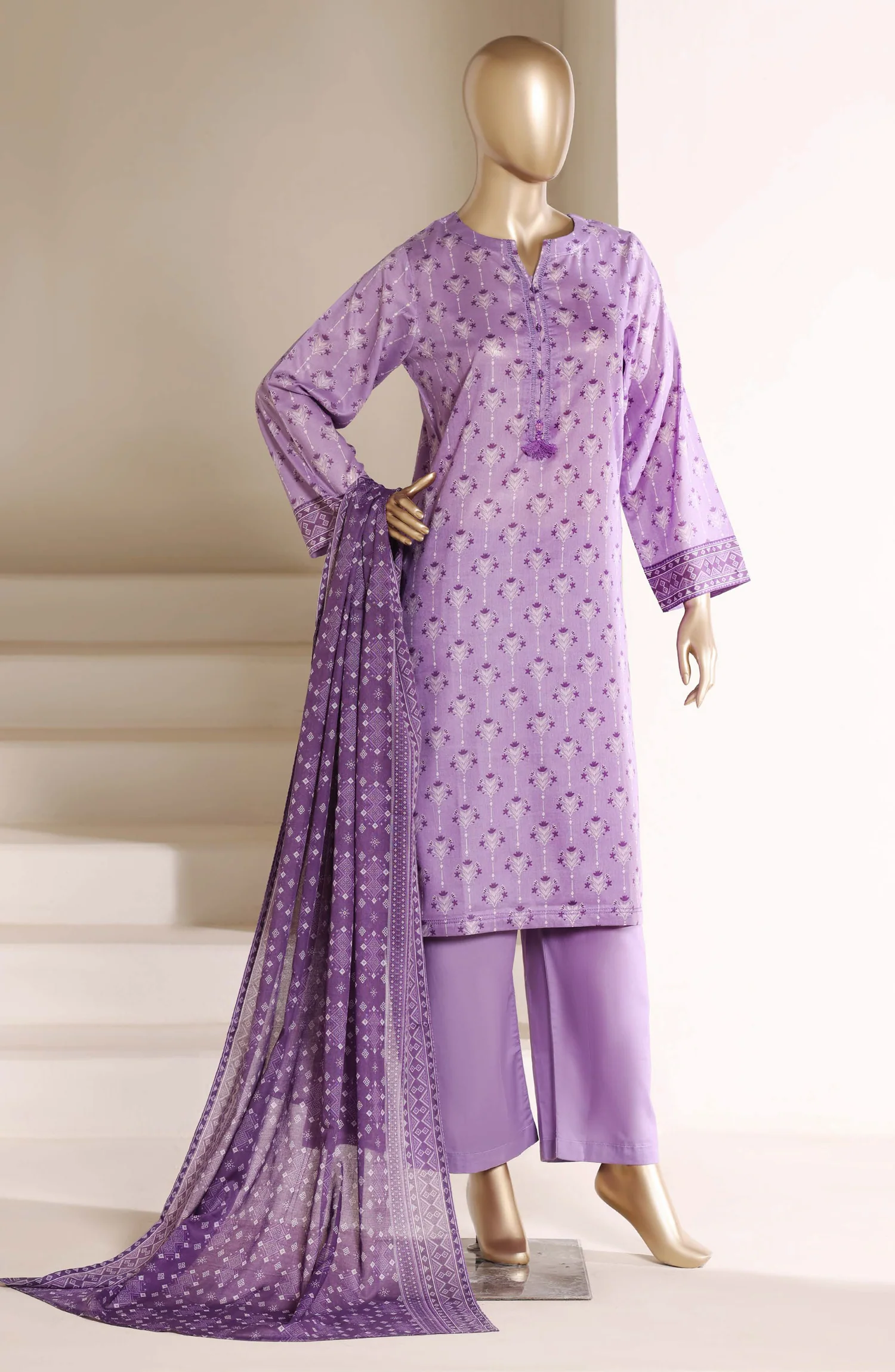 Sadabahar Stitched 3 Piece Printed Lawn Suit D-06 Purple Summer Ready to Wear Collection