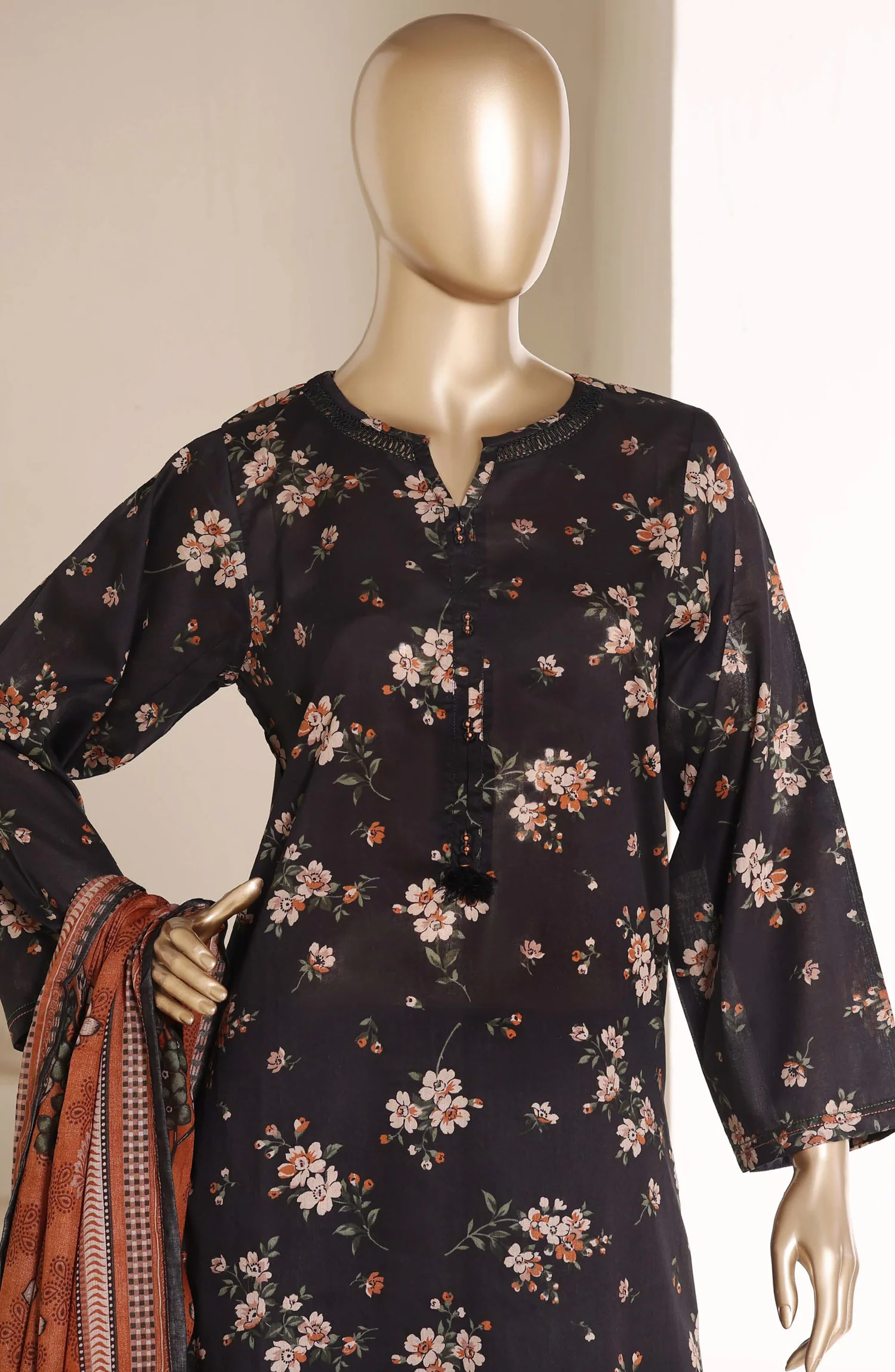 Sadabahar Stitched 3 Piece Printed Lawn Suit D-05 Black Summer Ready to Wear Collection