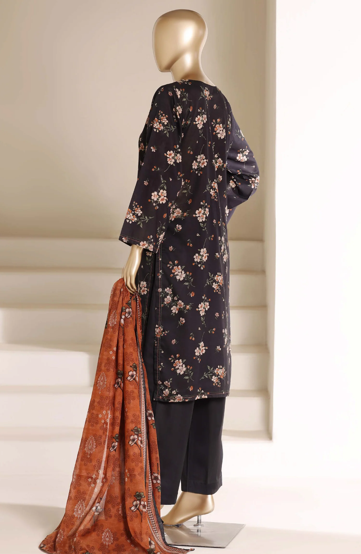 Sadabahar Stitched 3 Piece Printed Lawn Suit D-05 Black Summer Ready to Wear Collection - Image 3