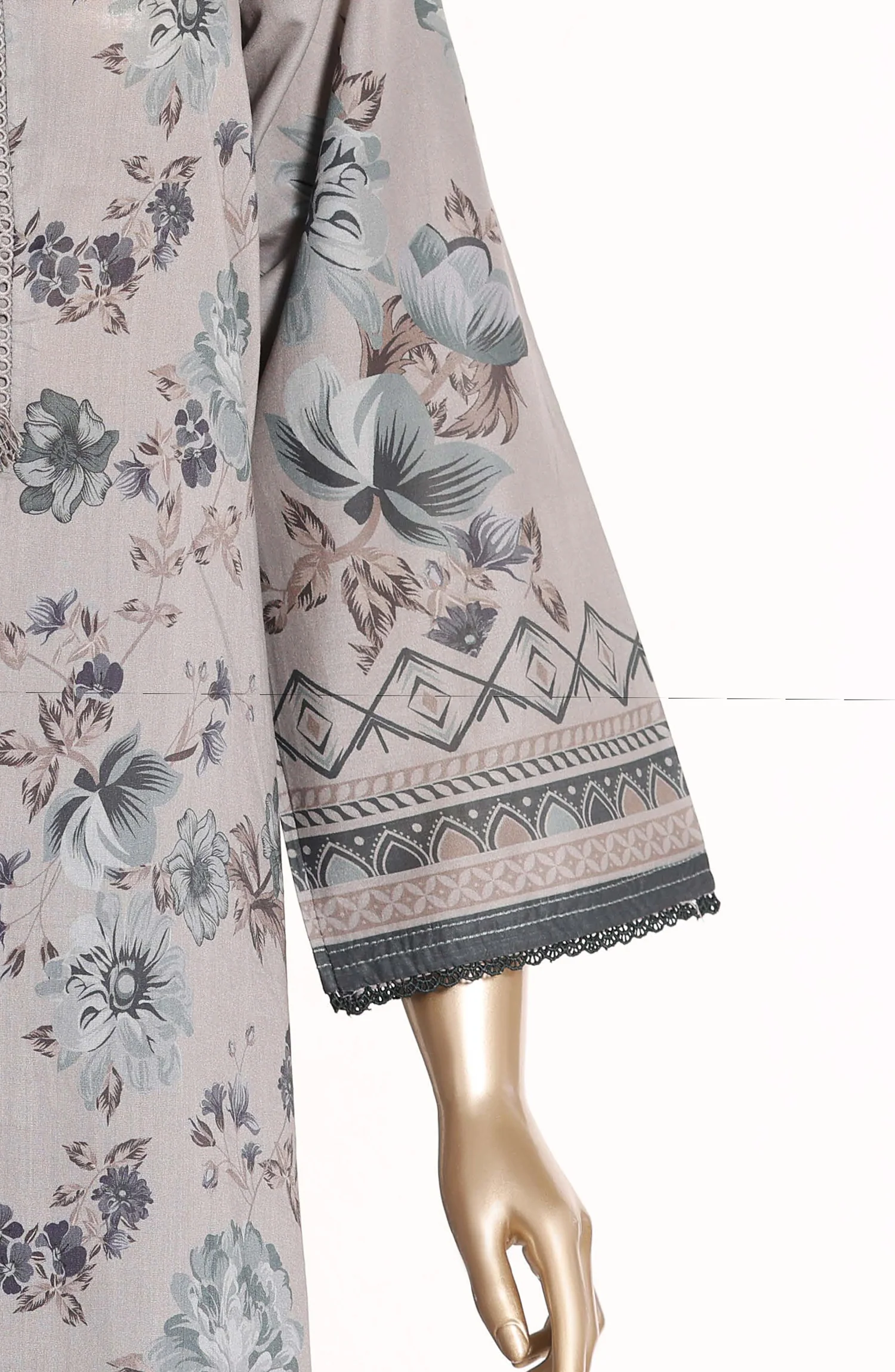 Sadabahar Stitched 3 Piece Printed Lawn Suit D-04 Grey Summer Ready to Wear Collection - Image 2