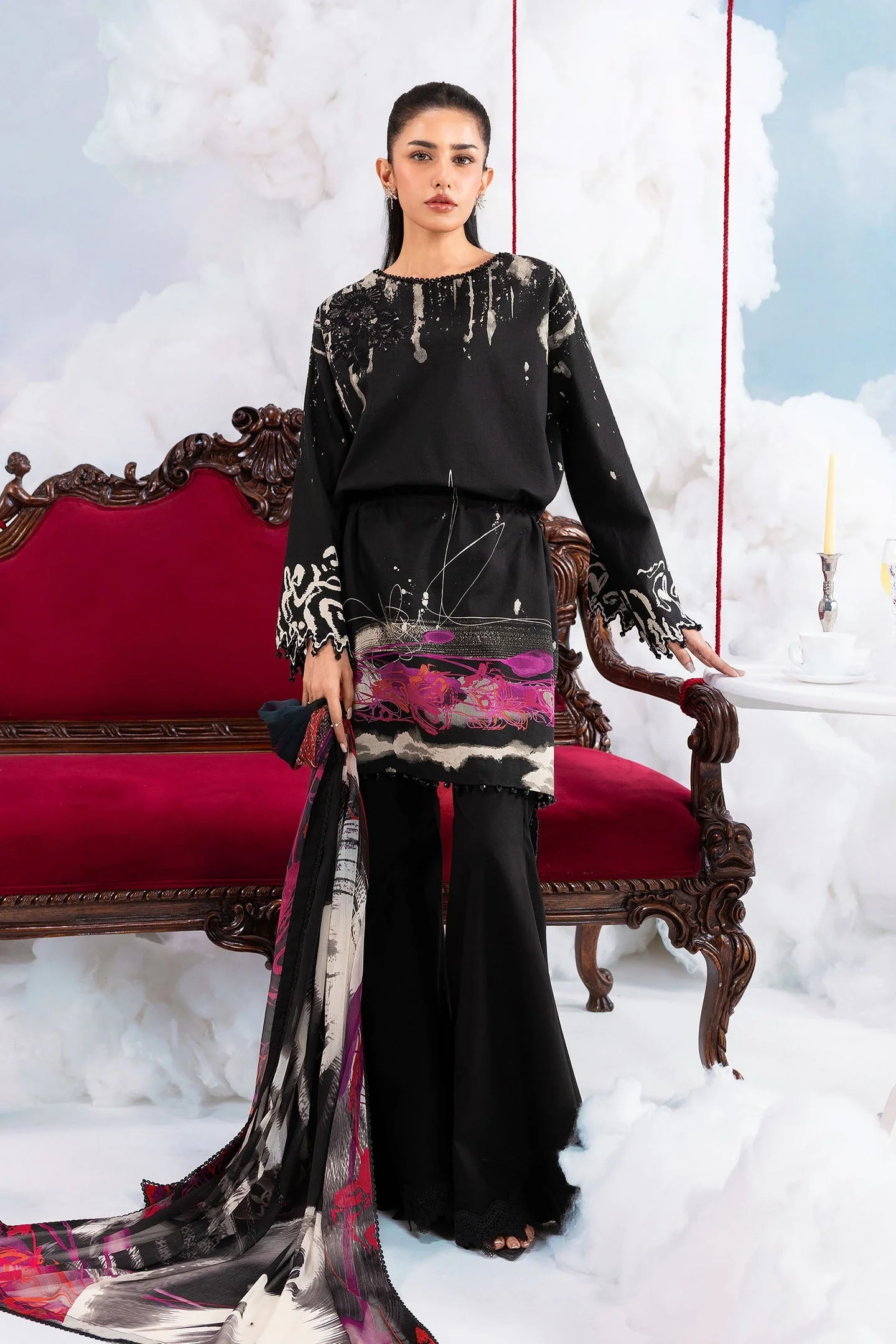 Maria B M.Basics Embroidered Lawn Unstitched 3 Piece Suit MB-CUSV14-06A Spring Summer Collection