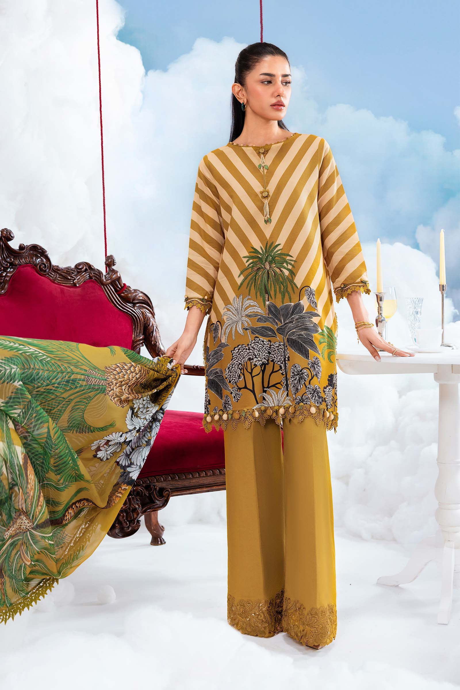 Maria B M.Basics Embroidered Lawn Unstitched 3 Piece Suit MB-CUSV14-08A Spring Summer Collection Focus Keyword - Image 2