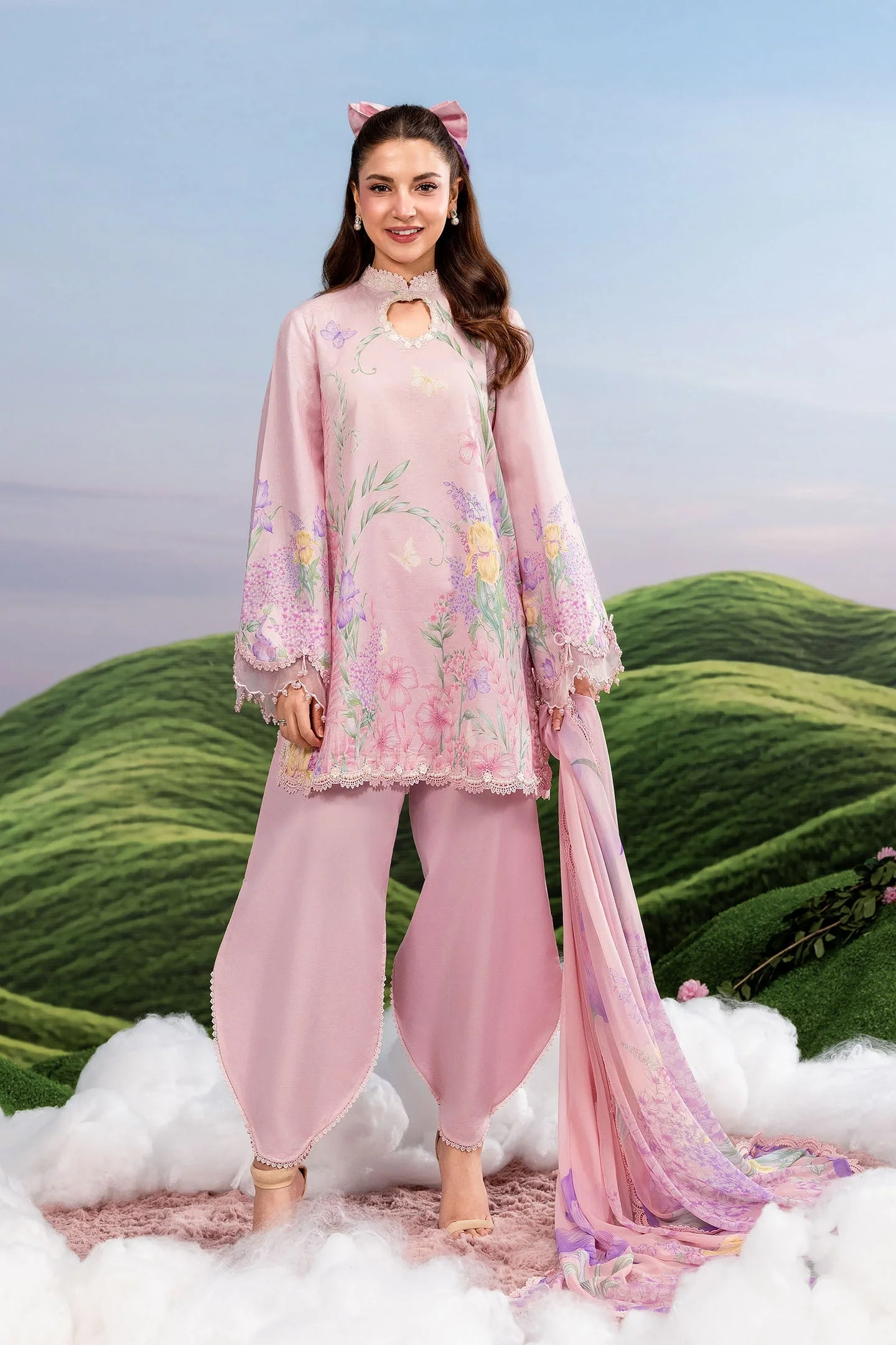 Maria B M.Basics Embroidered Lawn Unstitched 3 Piece Suit MB-CUSV14-10B Spring Summer Collection