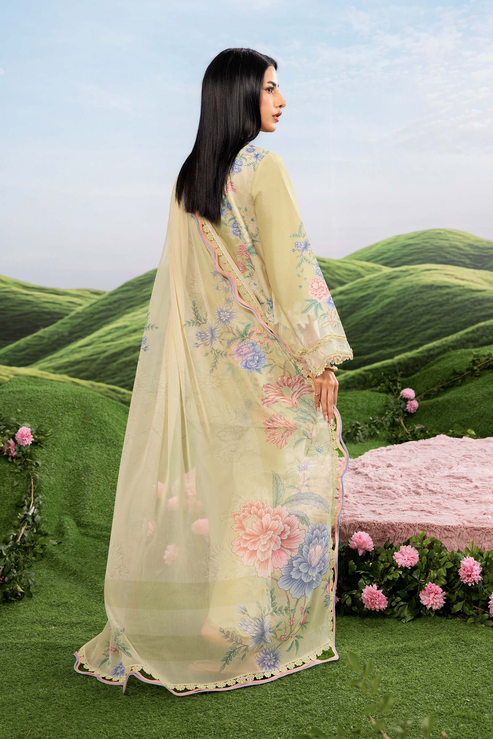 Maria B M.Basics Embroidered Lawn Unstitched 3 Piece Suit MB-CUSV14-11A Spring Summer Collection - Image 2