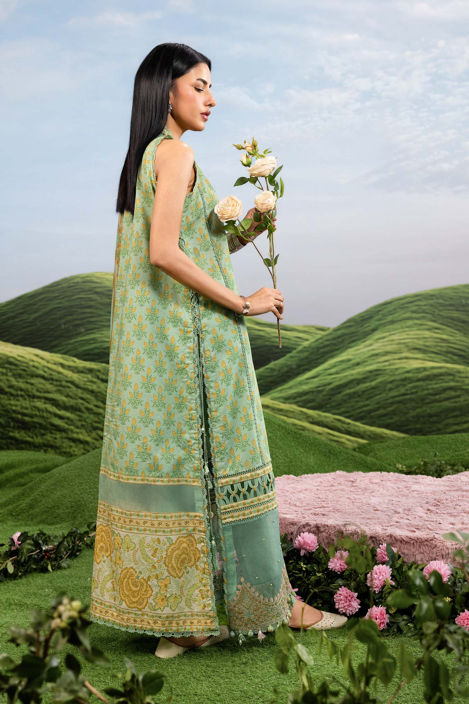 Maria B M.Basics Embroidered Lawn Unstitched 3 Piece Suit MB-CUSV14-12B Spring Summer Collection - Image 2